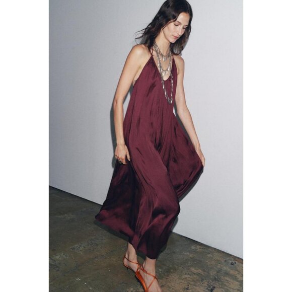 ZARA ZW COLLECTION LONG SATIN DRESS - Picture 2 of 14